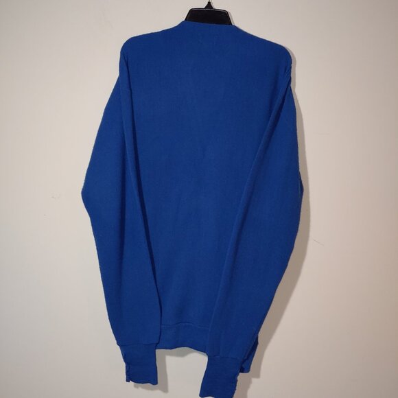 IZOD LACOSTE Holiday 1989 Orlon Acrylic V-Neck Buttons Cardigan Blue Size 1X Big - Picture 8 of 8